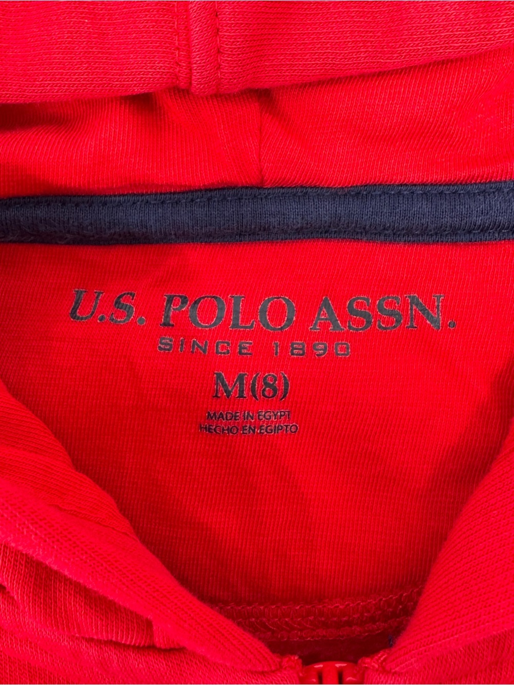 U.S. Polo Assn. Boys M (8) Red Fleece Full Zip Hooded Jacket - Picture 4 of 5